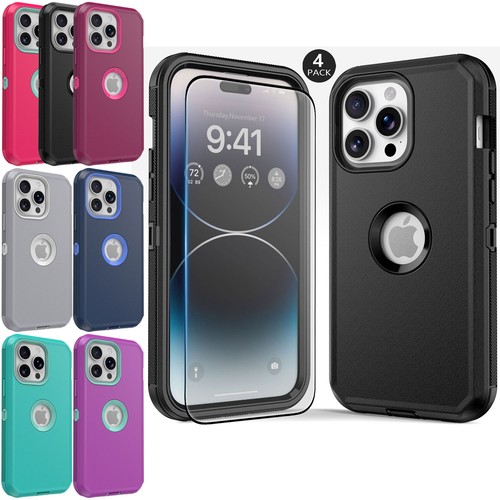 For iPhone 14 Pro Max 14 Plus 14 Case Heavy Duty Rubber Cover / Screen Protector - $12.99