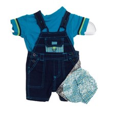 Baby Boys 3-Piece Outfit Set Size 3/6M With Overalls T-Shirt  Cap