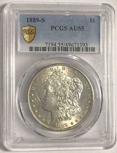 1889 S MORGAN "PCGS GOLD SHIELD AU55" - VERY SLIGHT TONING, BEAUTIFUL HI PTS!💥✅