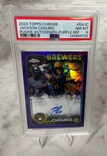 2024 Topps Chrome Rookie Auto Purple Refractor #RA-JC Jackson Chourio /250 PSA 8