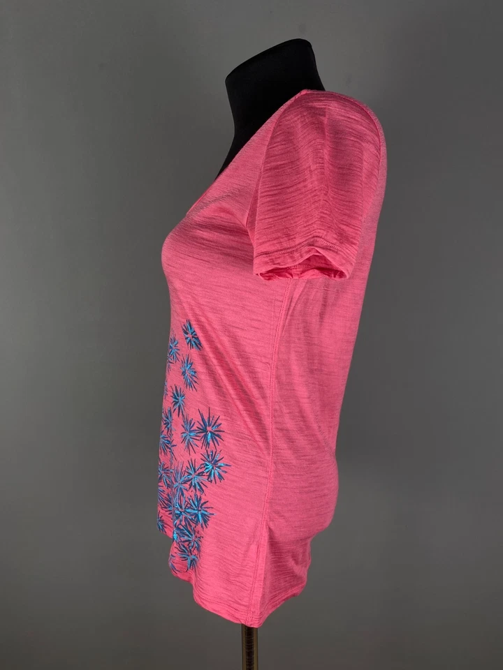 Camiseta Icebreaker Mujer Manga Corta Lana Merino Flores Rosa Talla XS Foto 4 de 4