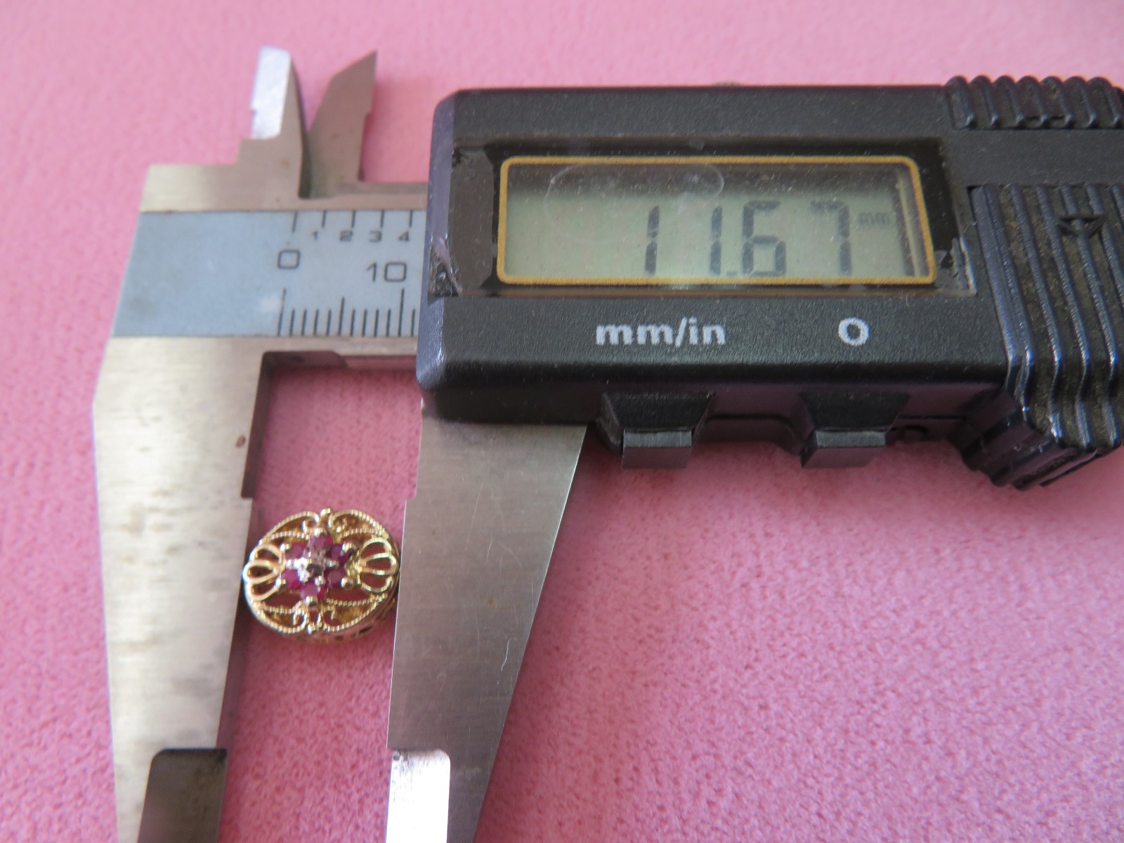 OMG 10K Solid Two Tone Gold Ruby Slide Charm for … - image 4