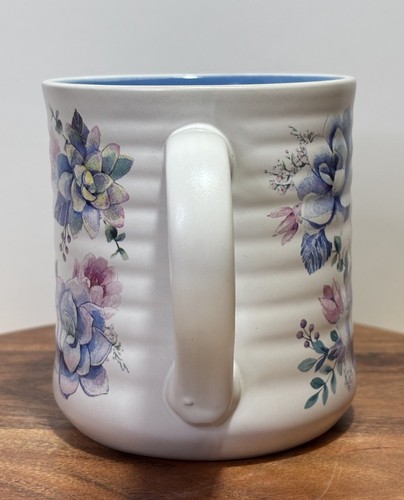 Clementine Floral Ridged Ceramic Coffee Tea Mug Spring Summer Gift - Picture 5 of 8