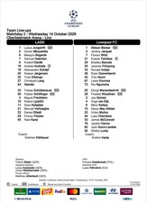 LASK v Liverpool FC Team & Tactical Sheets (Season 2026/2027)