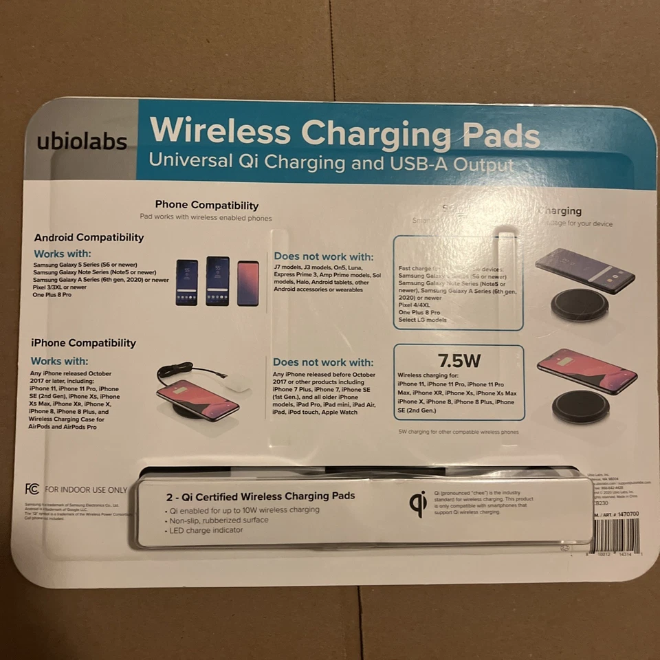 Ubio Labs Wireless Charging Pad for Mobile Phones, 2-pack. - Image 2 of 2