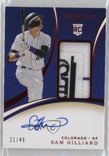 2020 Panini Immaculate Rookie Red 21/49 Sam Hilliard #150 Patch Auto 17hc
