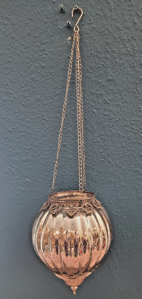 Windlicht Marokko Deko zum Hängen aus Glas Metall silber 16x11 cm orientalisch - Bild 4 von 4