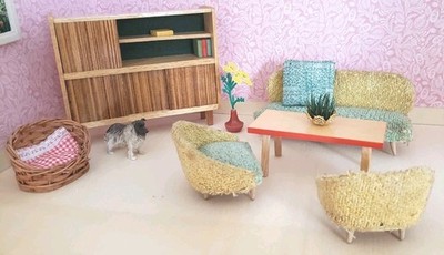 Rülke Wohnzimmer Bananensofa Sessel 50er Jahre Puppenstube Puppenhaus 