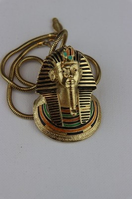 Eisenberg Egyptian King Tut pendant necklace signed Pharaoh