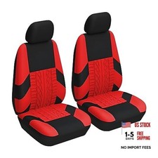 Front Car Seat Covers, 2 Pcs Polyester Bucket Seat Protectors, Soft and Red