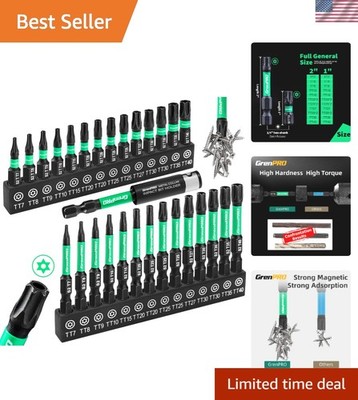 Durable 29-Piece Tamper-Proof Torx Bit Set with Magnetic Holders - T7 to T40
