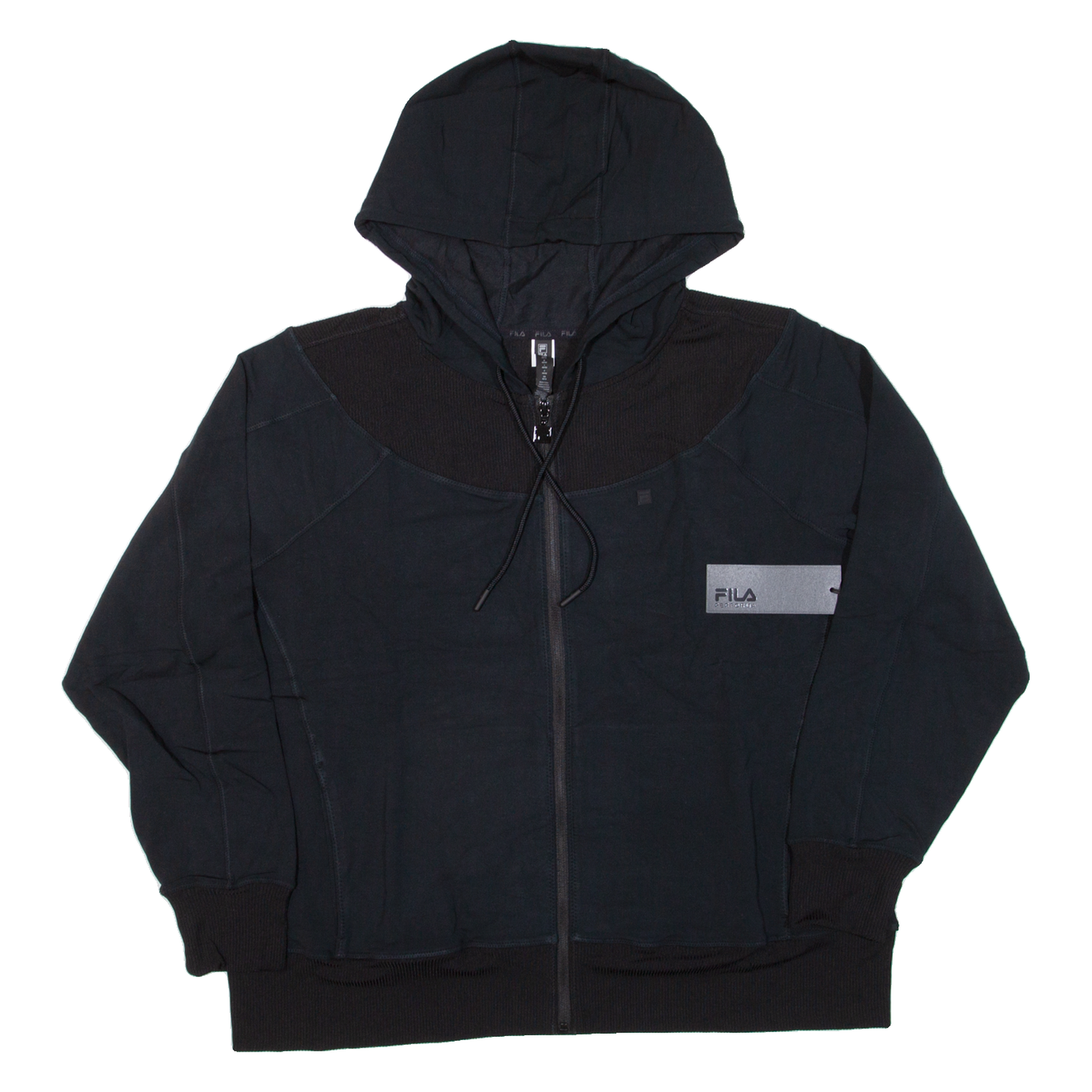 FILA Felpa donna nera con cappuccio e zip intera UK 16