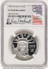 1999-W Proof Platinum Eagle 1 oz Don Everhart NGC PF70 3562.00 per troy oz