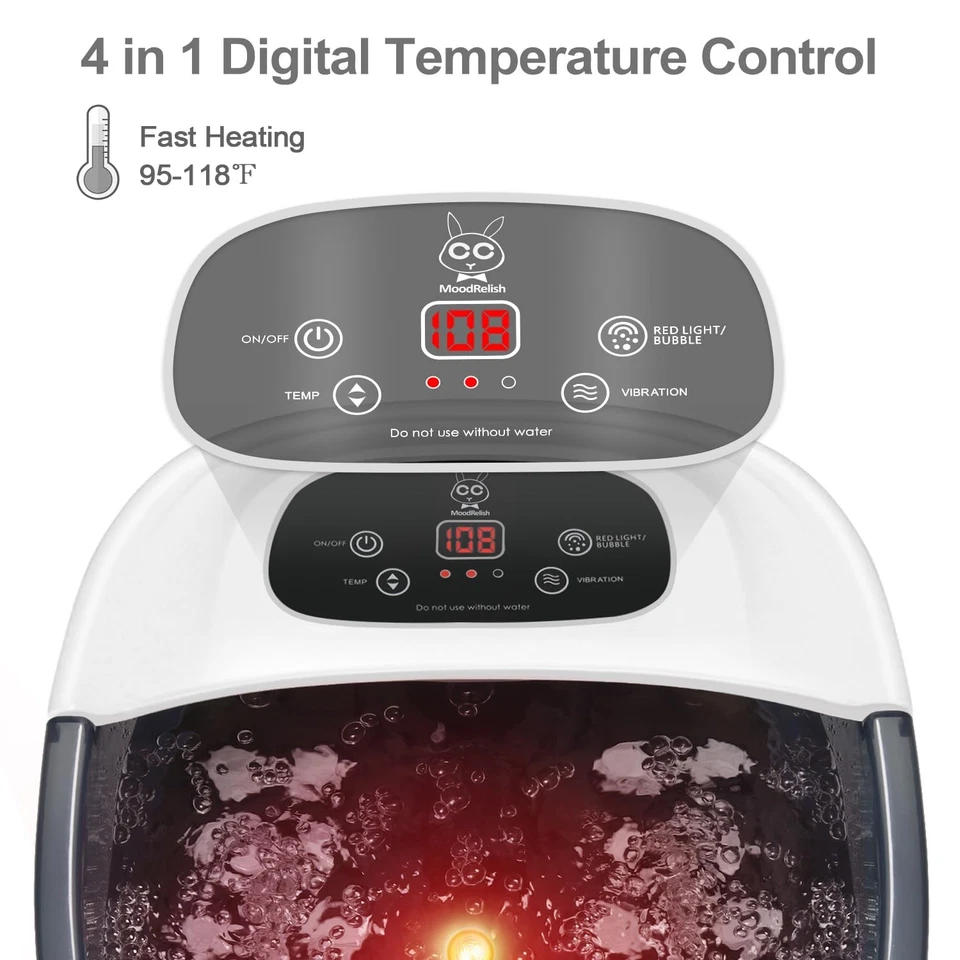 Foot Spa Bath Massager with Heat Bubbles and Vibration Massage and Jets, 16 O... - Image 2 of 4