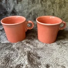 Fiesta Ware orange Coffee Cups Mugs Ring Handle Set of 2