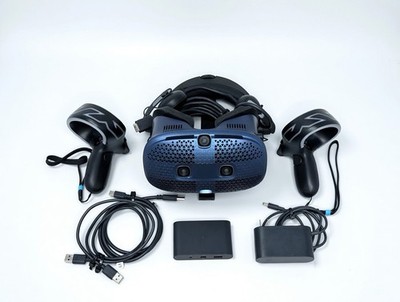 HTC Vive Cosmos VR Headset Full Kit Controllers Cable PC VR Tested Working