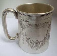 LOVELY HEAVY 143g ENGLISH ANTIQUE 1908 SOLID STERLING SILVER HALF PINT TANKARD