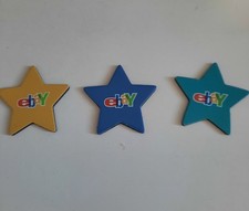 3 ebay Sterne - blau, t&uuml;rkis, gelb (magnetisch) K&uuml;hlschrankmagneten gebraucht