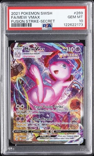 2021 POKEMON SWORD & SHIELD FUSION STRIKE SECRET #269 FULL ART/MEW VMAX PSA 10