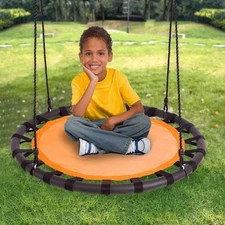 40" Tree Net Web Saucer Round Swing, 600 lbs Weight Limit, Orange & Black