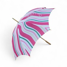 Vtg Oscar De La Renta Full-Size Umbrella Wooden Handle Slight Wear On Handle