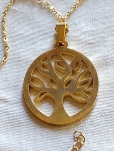 Authentic Real Gold Plated Tree Of Life Necklace 304 Waterproof Pendant
