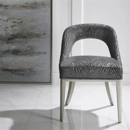 Uttermost Amalia Wood and Fabric Accent Chair in Gray (Set of 2) - Picture 2 of 2