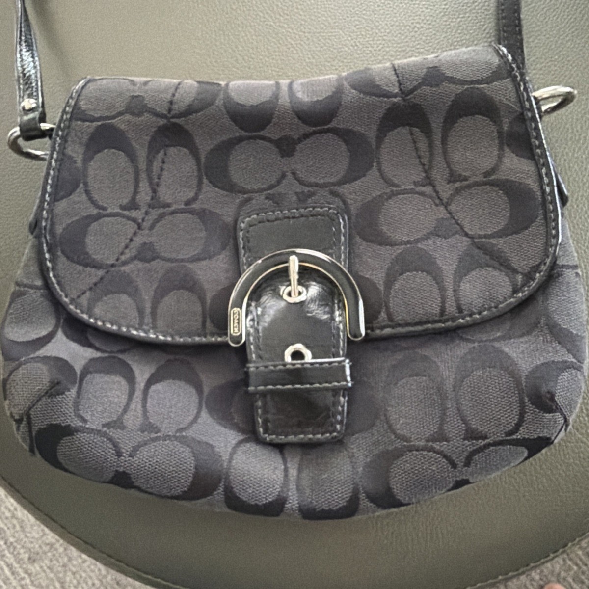 Coach Y2K Vintage Soho Black Signature Canvas Shoulder Bag Small 