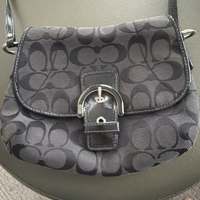 バッグ COACH SOHO shoulderbag signature y2k Coach Y2K Vintage Soho Black Signature Canvas Shoulder Bag Small
