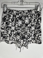 Disney Mickey Mouse Shorts Girls Medium 7/9 Black White Checkered Lounge PJ