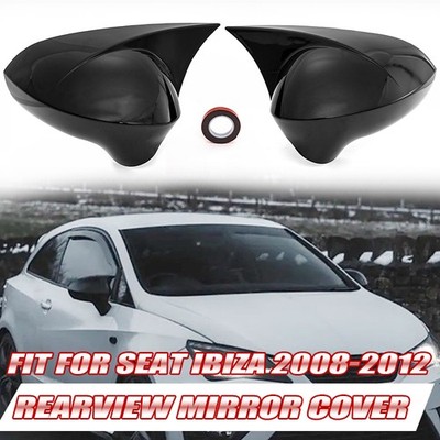 For Seat Leon MK2 FR Ibiza MK4 2009-12 Glossy Black Side Wing Mirror Cover Caps