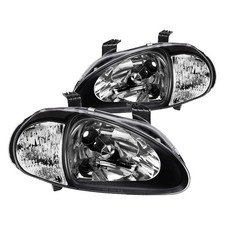 For Honda Civic Del Sol 93-97 Driver Passenger Side Black Euro Headlights
