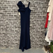 Mac Duggal evening gown dress navy blue ruffle sleeve SIZE 4