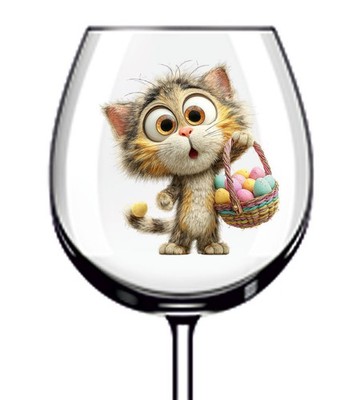 12x Ostern Katze Kätzchen Vinyl Aufkleber Abziehbild Becher Weinglas Flasche Laptop Becher