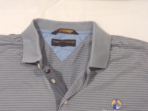 Tommy Hilfiger Gray/Black Striped S/S Polo Shirt "The Point" Shirt Sz M #M4175 - Picture 3 of 3