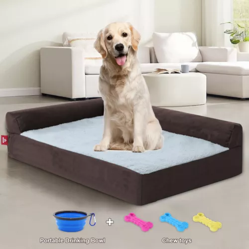 Removable Soft Dog Bed L Shaped Orthopedic Soft Memory Foam Pet Beds Couch Cover - Picture 10 of 29