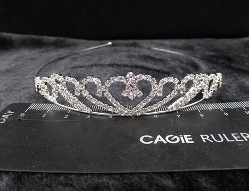 Bridal Heart Crown Head Tiara Crystal Hair Pageant Princess Queen Birthday S8B14 - Picture 2 of 3