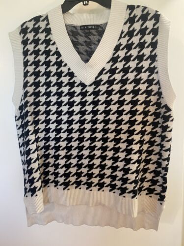 Zaful Black & White Houndstooth Sweater Vest SZ S 