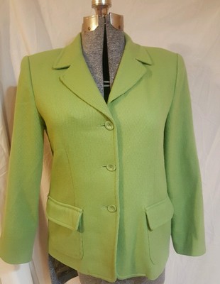 Coldwater Creek Green Blazer 100% Wool 10 Petite lined NICE!