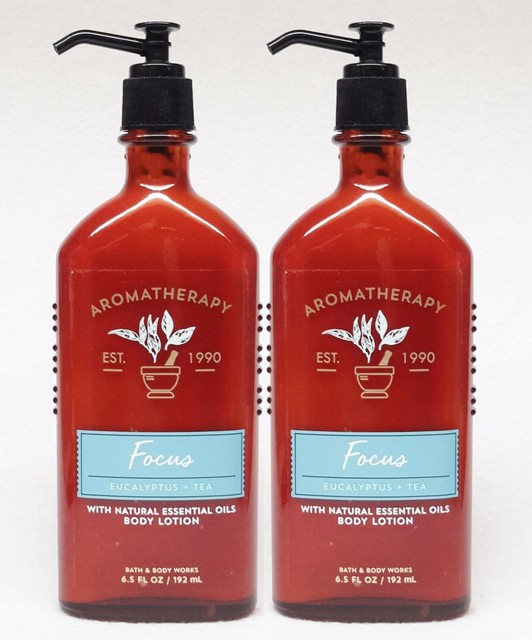 2 Bath & Body Works Aromatherapy FOCUS EUCALYPTUS TEA Lotion Pump Cream