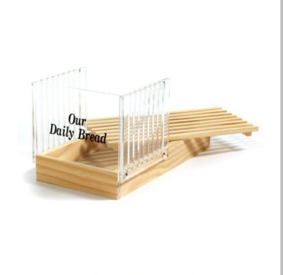 Norpro Deluxe Wooden/Acrylic Bread Slicer w/ Crumb Catcher ''Our Daily Bread'' New