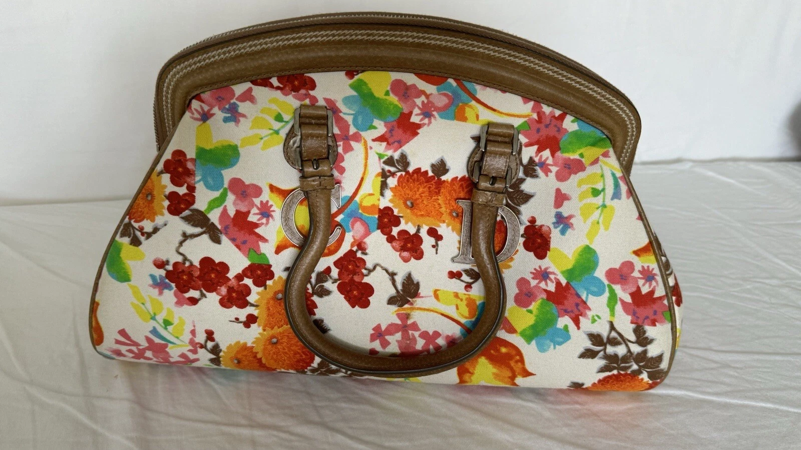 Sac à main détective floral authentique Christian Dior sac à main sacoche