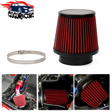 Red 4 Inch Inlet Truck Air Filter Dry Flow Clamp-on Round Cone Air Intake