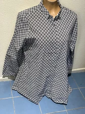 Tulip Clothing Logan White Black Design Button Tunic Shirt  w Pockets Women’s XS