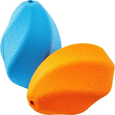 Amazon Basics Dog Treat Dispensing Enrichment Chew Toy 2-Pack Large Blue/Orange