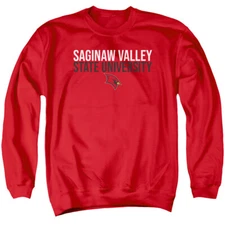 Saginaw Valley State Adult Crewneck Sweatshirt Stacked, Red, S-3XL