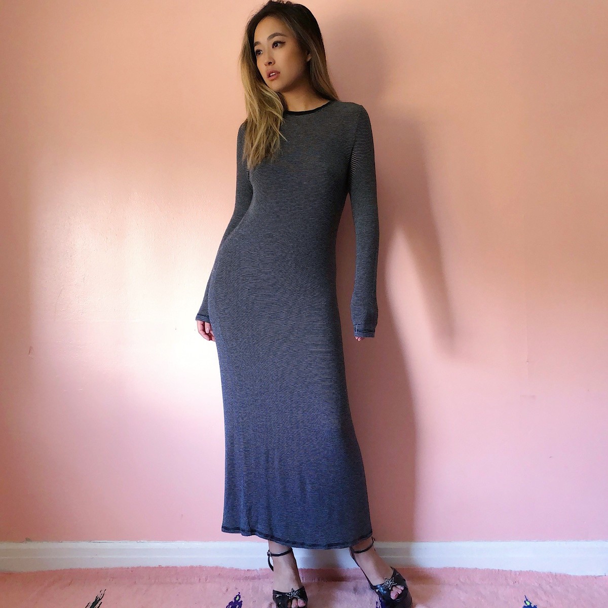 knitted maxi dress zara ZARA LIMITED EDITION PINK KNIT SMOCKED DETAIL PLEATED MAXI DRESS M 0014/016