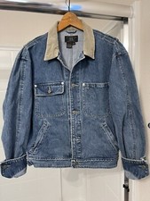 Vintage RRL Ralph Lauren Corduroy Collar Denim Jean Jacket Size S Made In USA