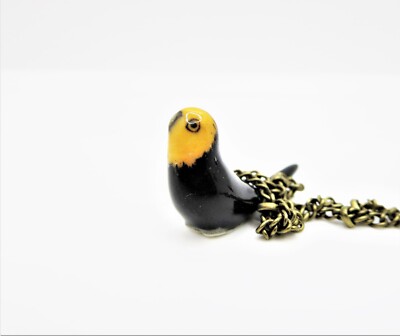 Blackbird Owl Bird necklace Raven necklace, Black Crow pendant,  Bird pendant 