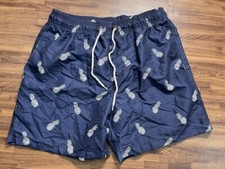 Men's Dark Blue Trunks Board Shorts Pineapple Pattern Size M